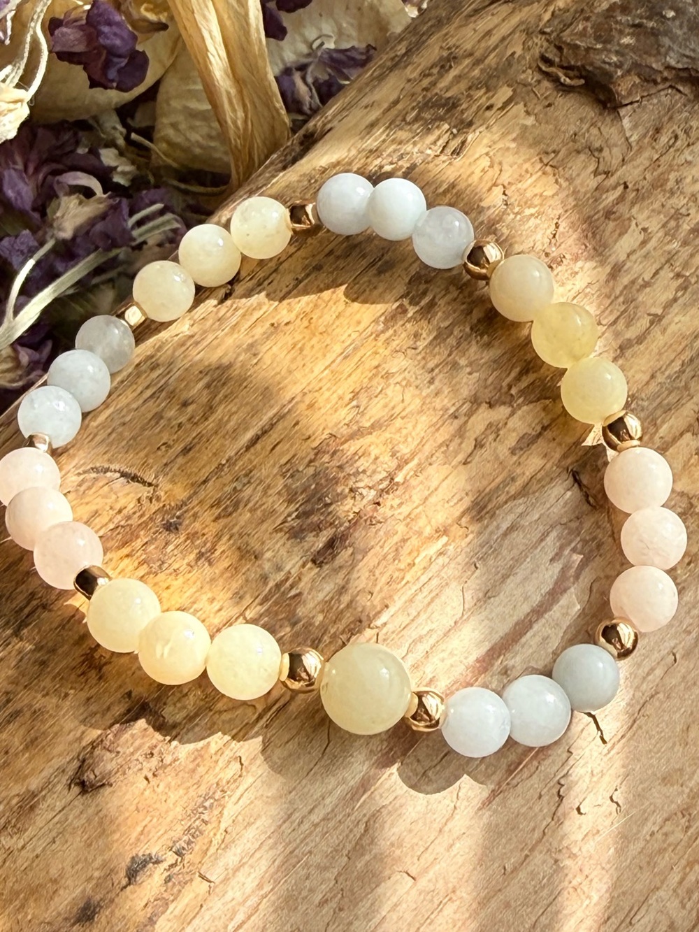 Pastel Multicolor Morganite Bead Bracelet | cool layers